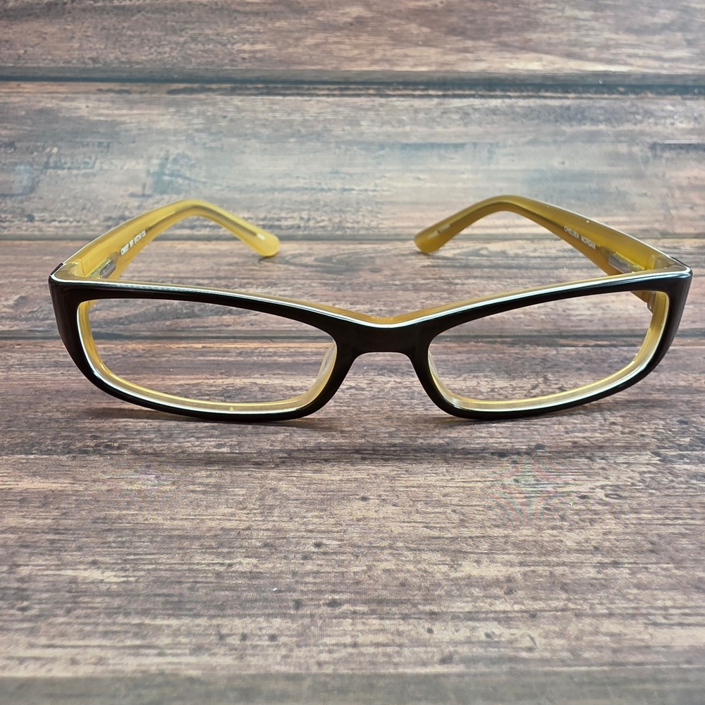 Chelsea Morgan CM837 BR Brown Yellow Rectangular Eyeglass Frames 51-16-135